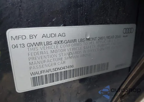 2013 Audi A4 2.0T Premium from USA, damaged, VIN WAUFFAFL5DN047496